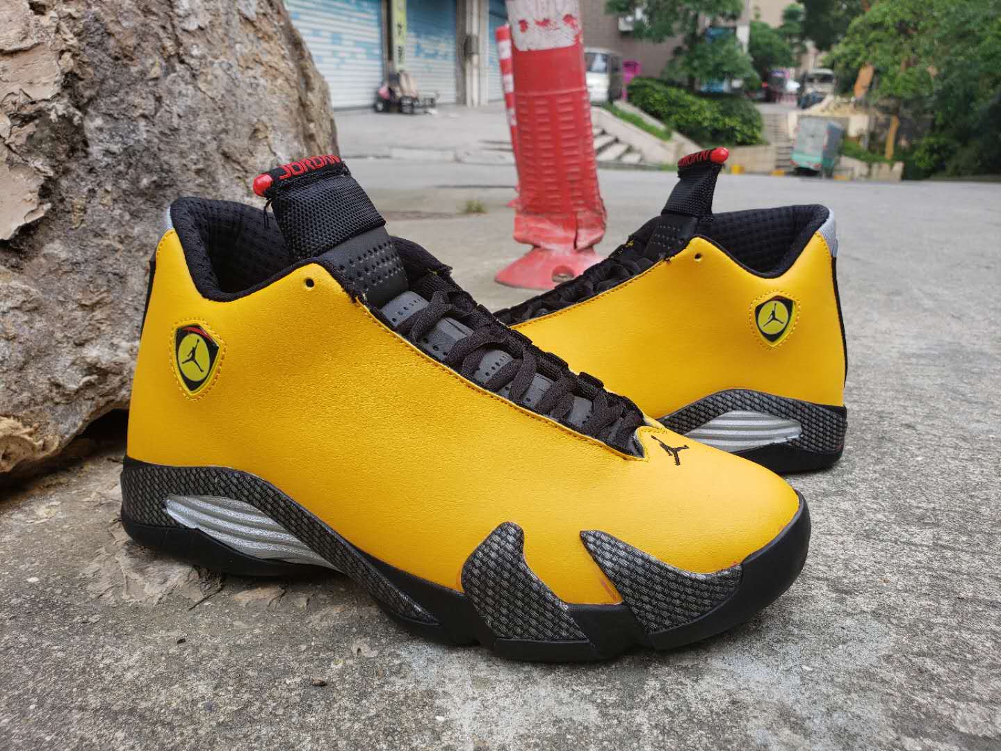 2019 Air Jordan 14 Retro Yellow Ferrari Black Shoes